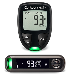 Medidores de glicemia com conectividade. Medidor CONTOUR®NEXT e medidor CONTOUR®NEXT ONE.